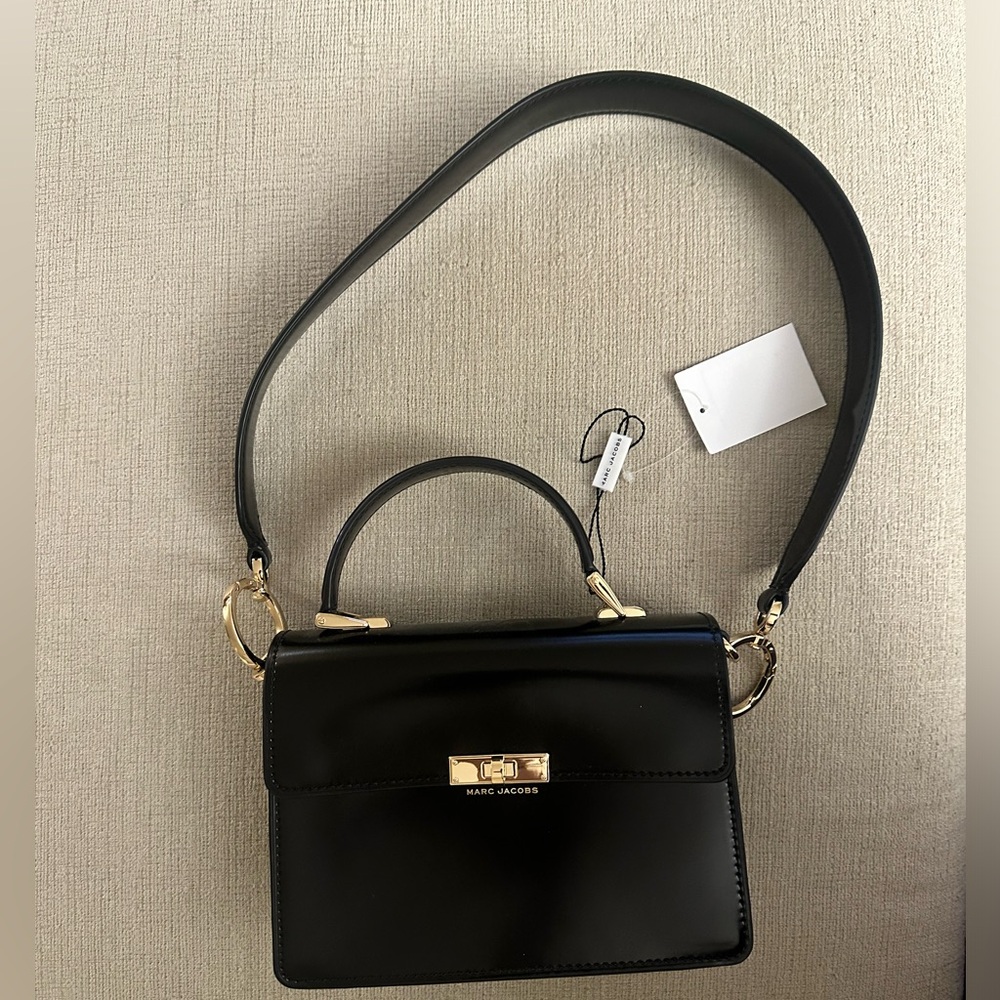 Marc Jacobs The Downtown Leather Satchel, Black, gold accents